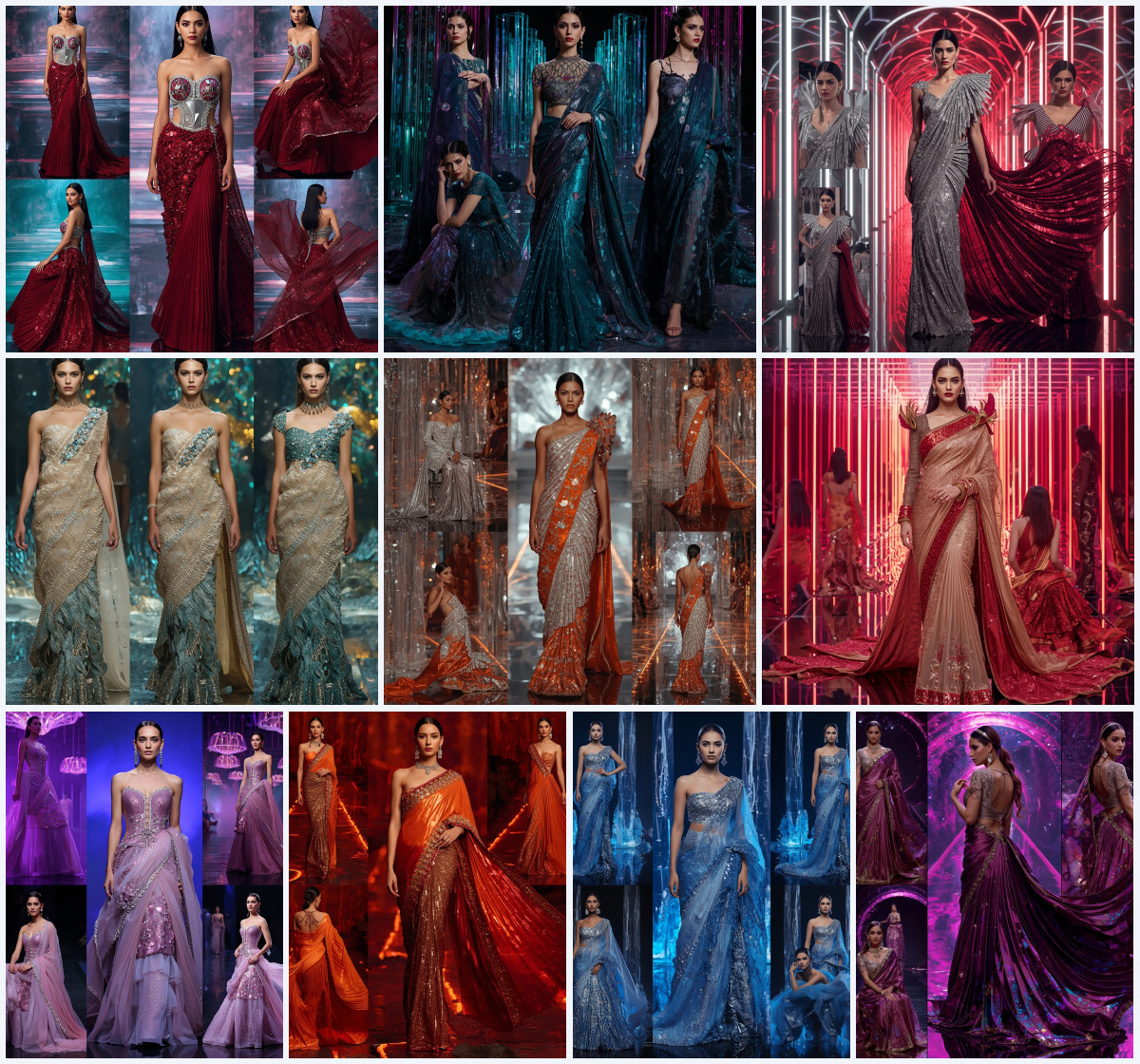 10+ Futuristic Fancy Saree AI Prompts to Create Concept Fashion Art via Gemini, Grok, and ChatGPT