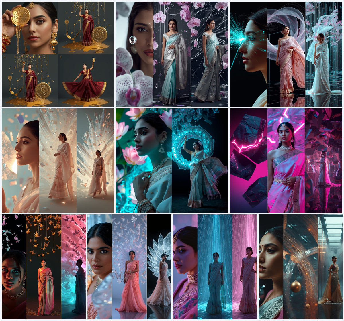 10+ Gold Tissue Saree AI Prompts to Create Luminous Heritage Editorials with Pure White Backgrounds - Main Thumbnail