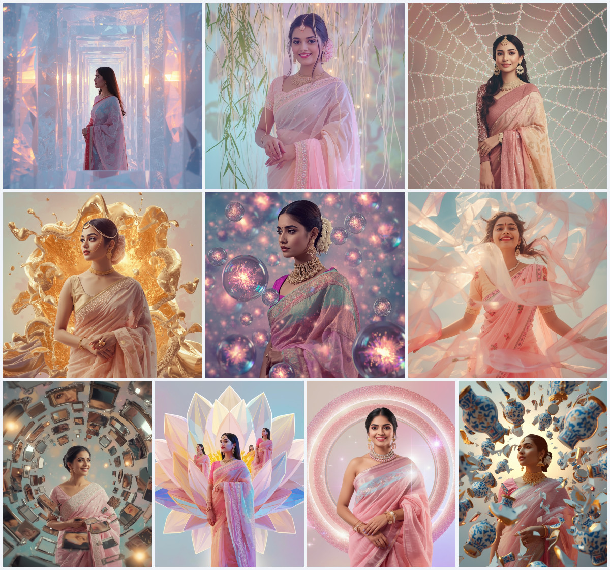 10+ Laser-Cut Floral Leather on Net Fancy Saree AI Prompts for Edgy Elegance via Gemini and ChatGPT - Main Thumbnail