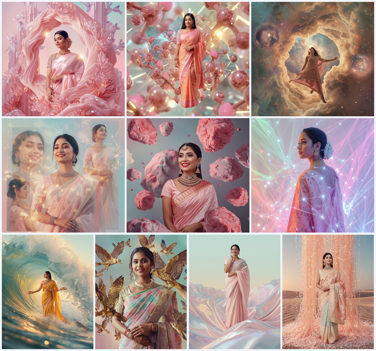 10+ Modern Indo-Western Saree AI Prompts for Airy Fusion Instagram Photography