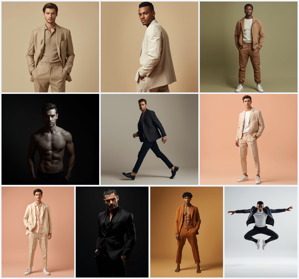 Top 10 Best New AI Prompts for Full Body Men Poses with Aesthetic Composition, Depth of Field and Cinematic Visual Style