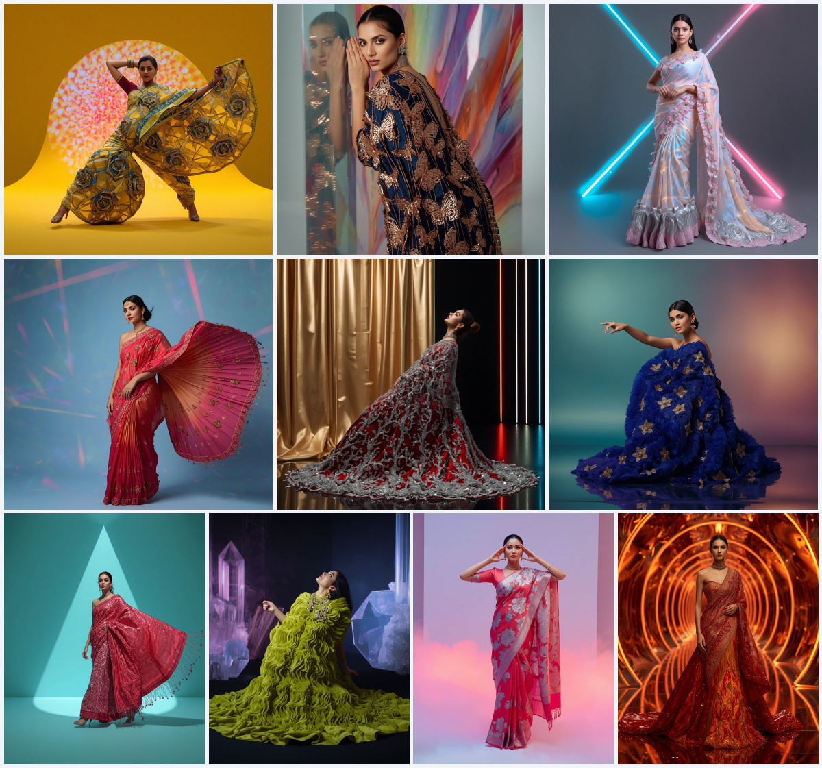 Cinematic Brilliance: Metallic Tissue Silk Saree Prompts for Royal Lookbooks