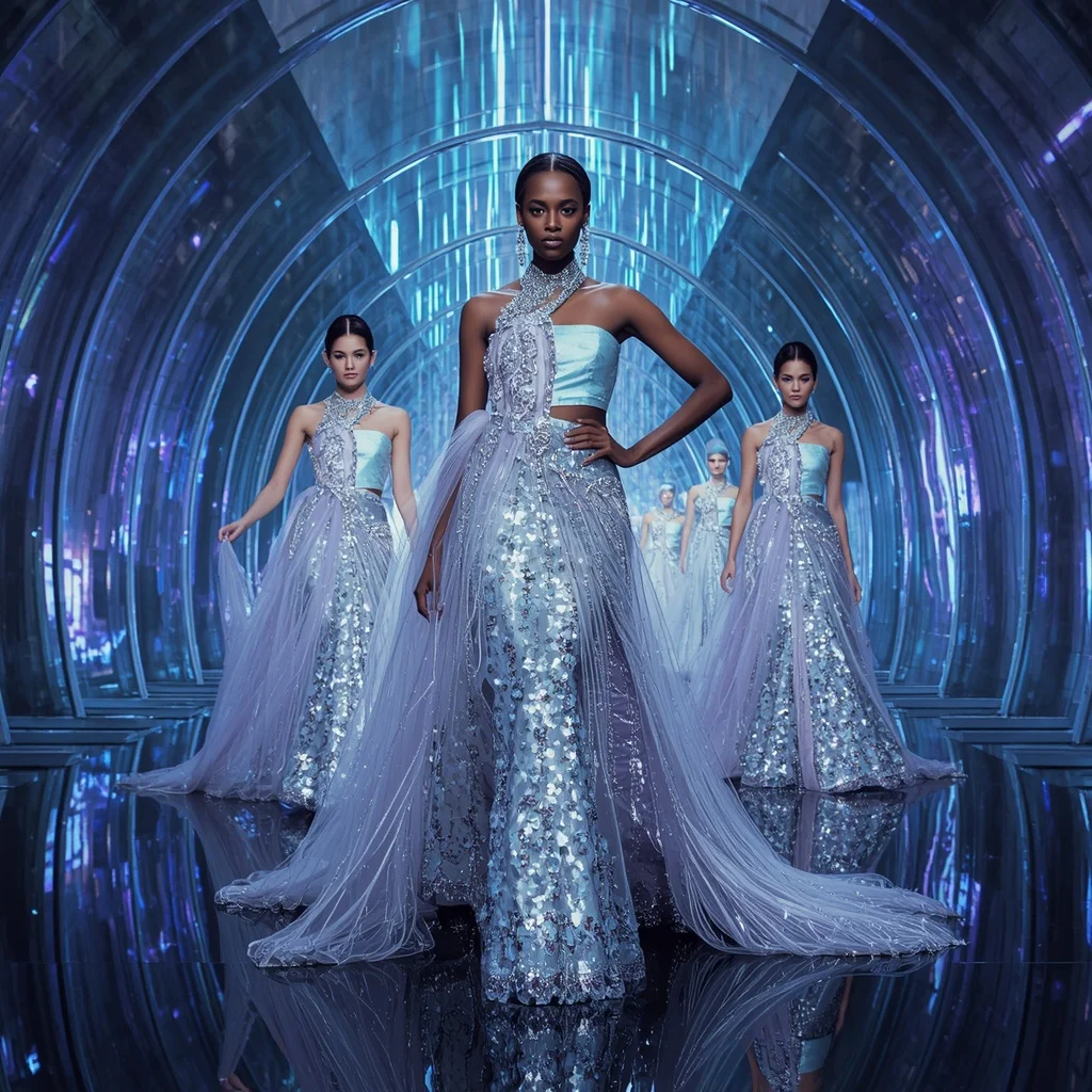 Crystal Storm Phoenix Saree with Thirty-Five Editorial Poses and Infinity Hologram Cathedral | New Design Ai Prompt