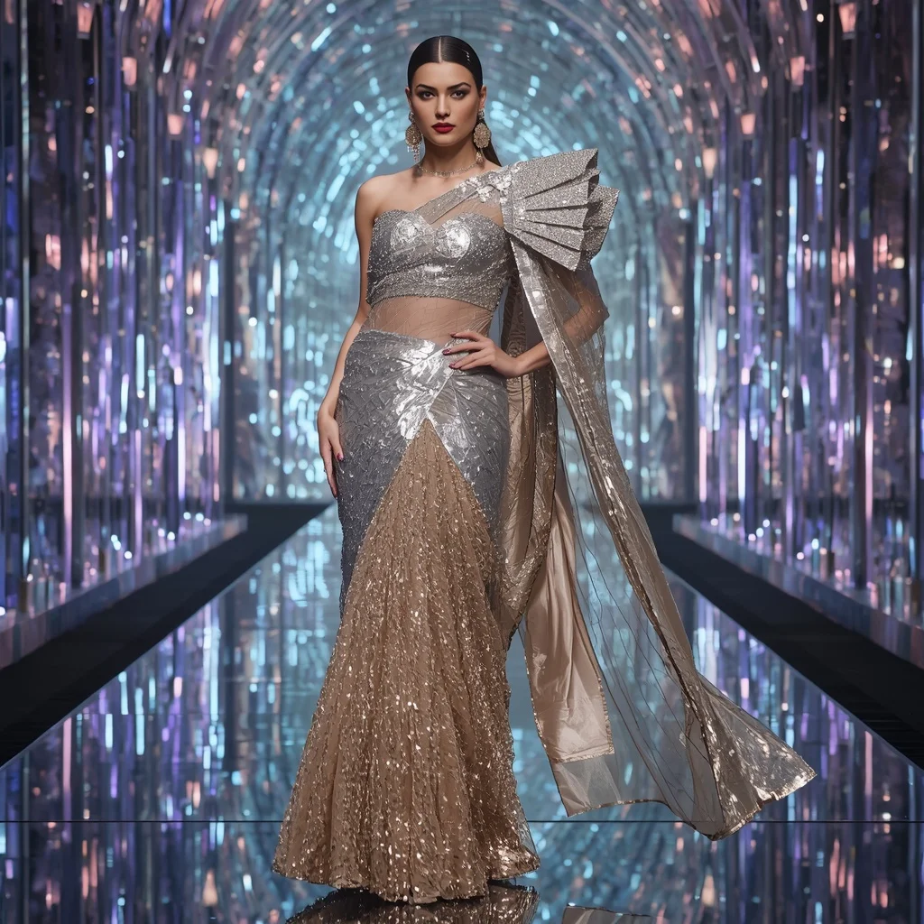 Diamond Mirage Royale Saree with Floating LED Cathedral | Cute Ai Prompt