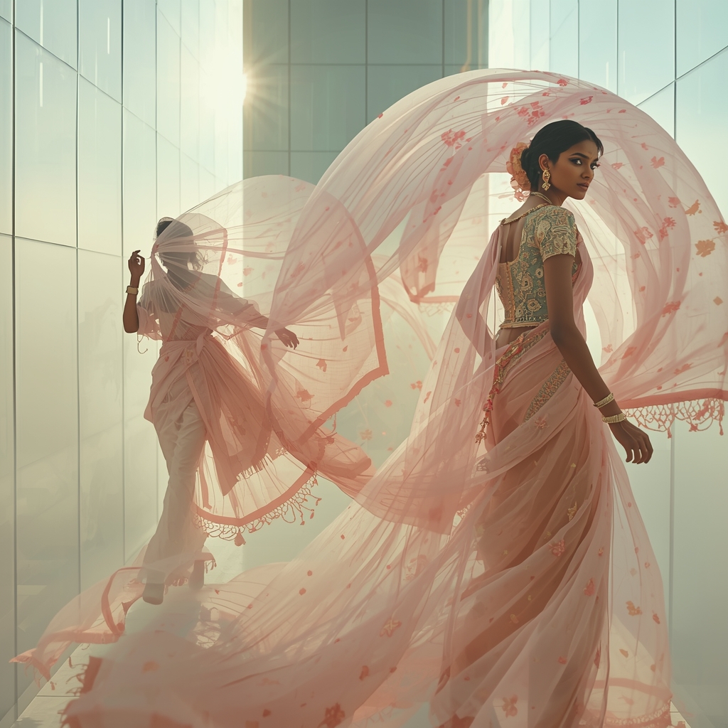 Fancy Festival Saree Metamaterial Invisibility Cloak Silk | Saree Look Ai Prompt