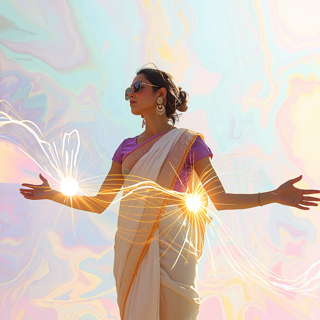 Fancy Festival Saree Thermo-Kinetic Energy Crepe | Indian Bride Saree Ai Prompt