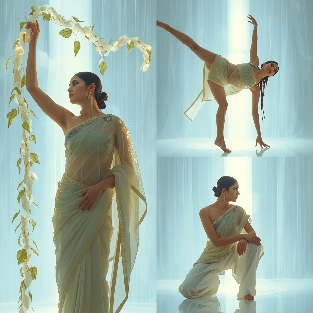 Festive Fancy Saree Bio-Luminescent Algae Weave | Chatgpt Prompt