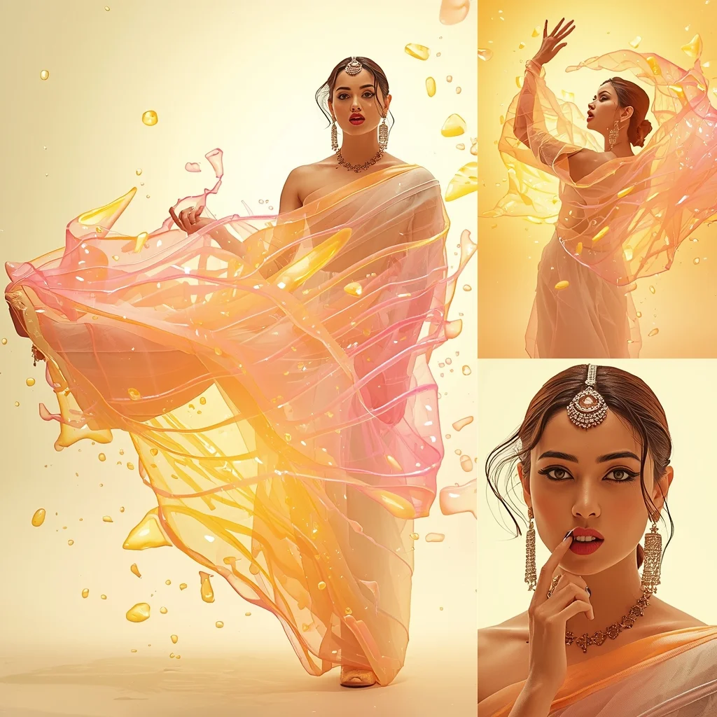 Festive Fancy Saree Photonic Crystal Color-Shift | Trending Prompt In Instagram