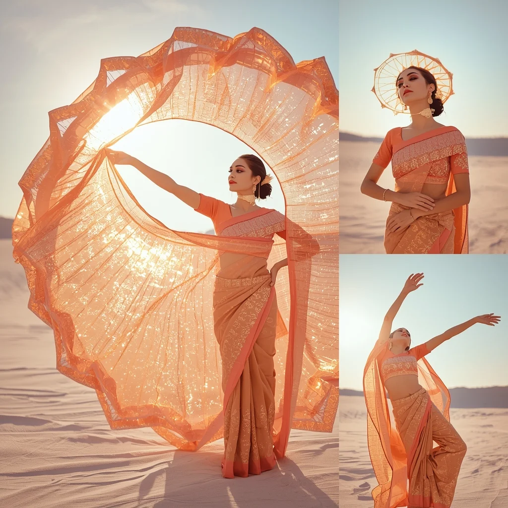 Festive Fancy Saree Shape-Memory Alloy Border | Prompt For Gemini Ai Saree Look Couple
