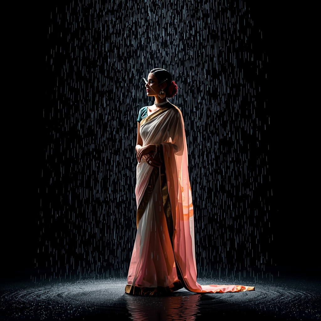 Festive Pastel Saree Diamond Rain Velvet Void Collage Dream Cinematic | Saree Prompt Generator