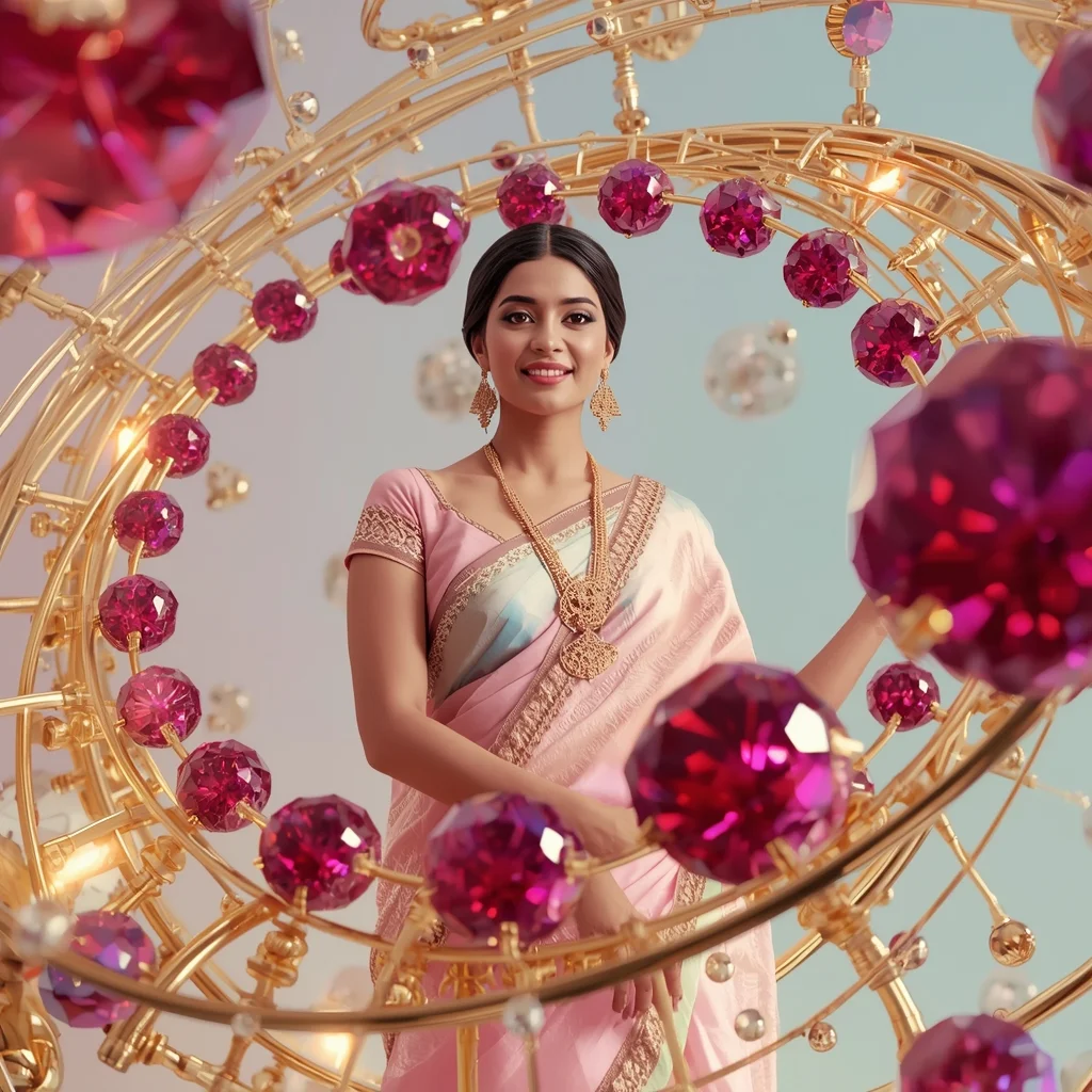 Festive Pastel Saree Kinetic Faceted Ruby Orbit Collage Premium Cinematic | Chatgpt Prompt Examples