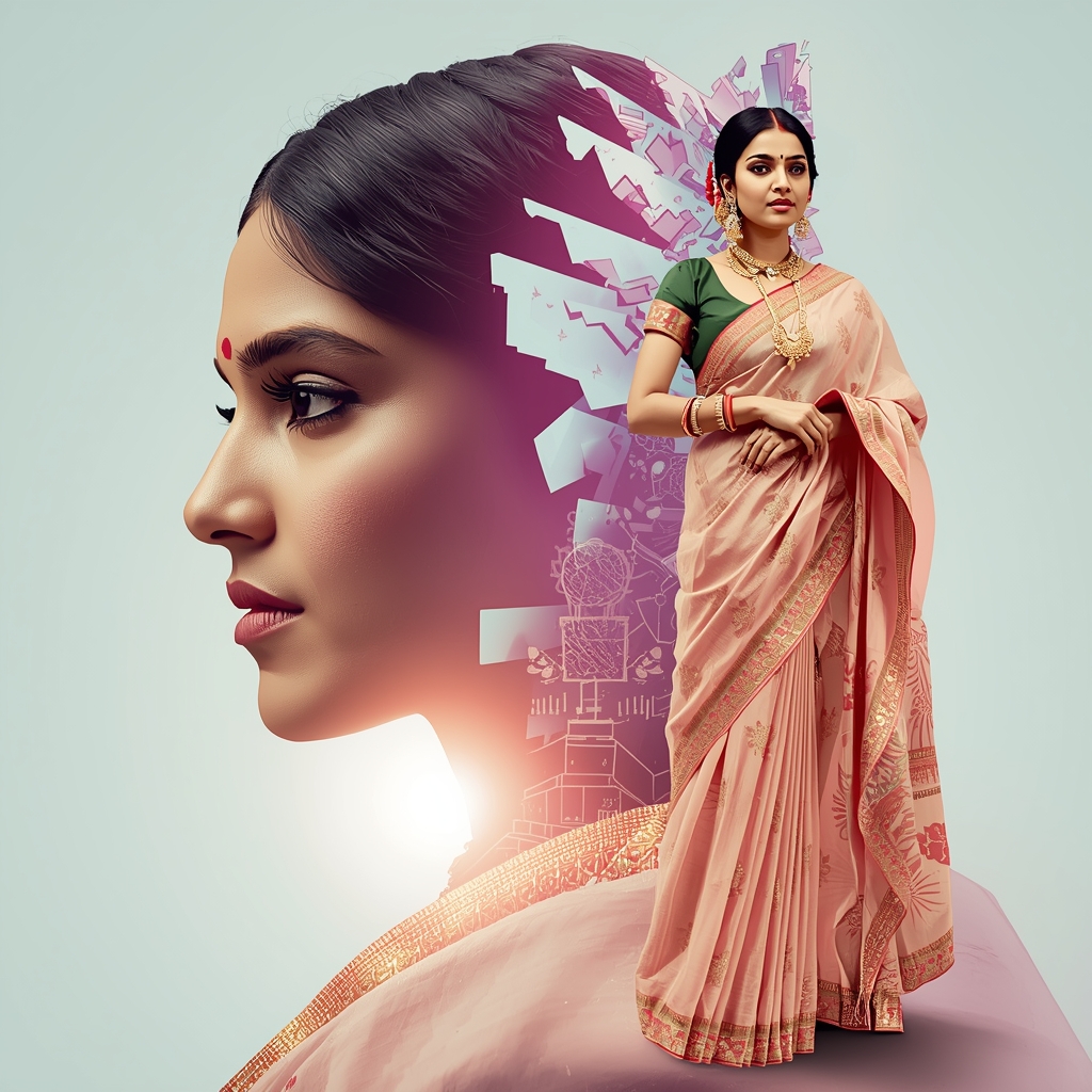 Festive Pastel Saree Reality Defines Its Own Rules Collage | Self-Law System Luxury Prompt | Ai Photo Editing Prompt