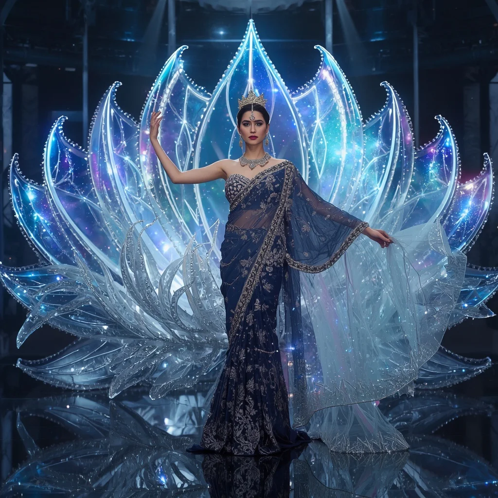 Midnight Aurora Infinityveil Lotus Festival Saree with Infinity Prism Bloom Crown Dominion Empire Citadel | Viral Instagram Ai Prompt