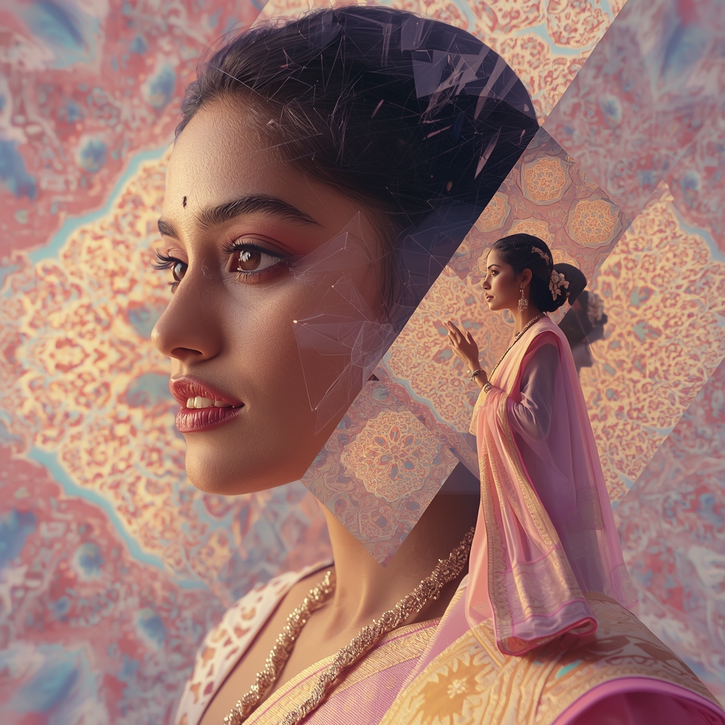 Pastel Saree Hyper Infinite Fractal Recursive Geometry Expansion Cinematic Viral Prompt | Gemini Saree Prompt