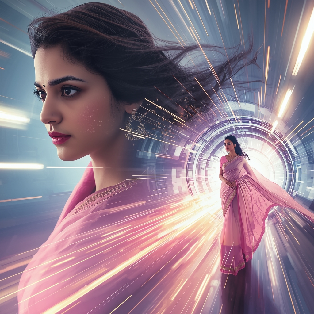 Pastel Saree Hyper Warp Velocity Light Tunnel Stream Cinematic Viral Prompt | Saree Ai Prompt