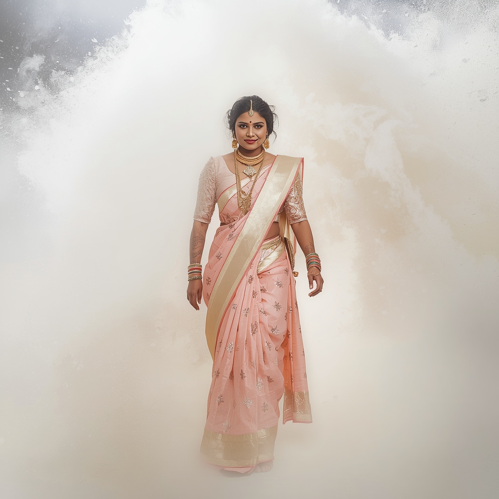 Pastel Saree White Crystal Dust Lite Background Premium Prompt | Saree Look Ai Prompt