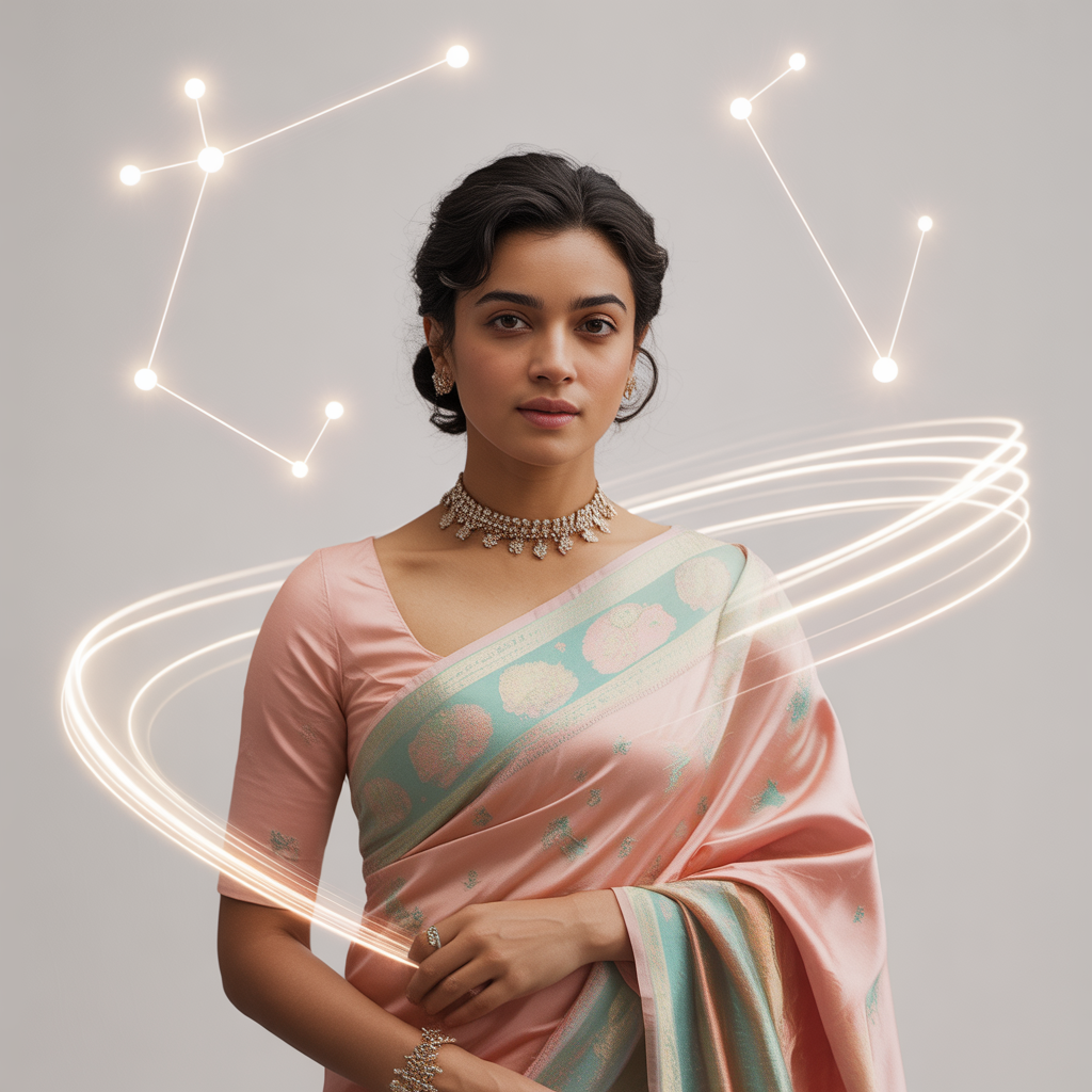 Pastel Saree White Star Constellations Lite Background Viral Prompt | Gemini Ai Saree Prompt