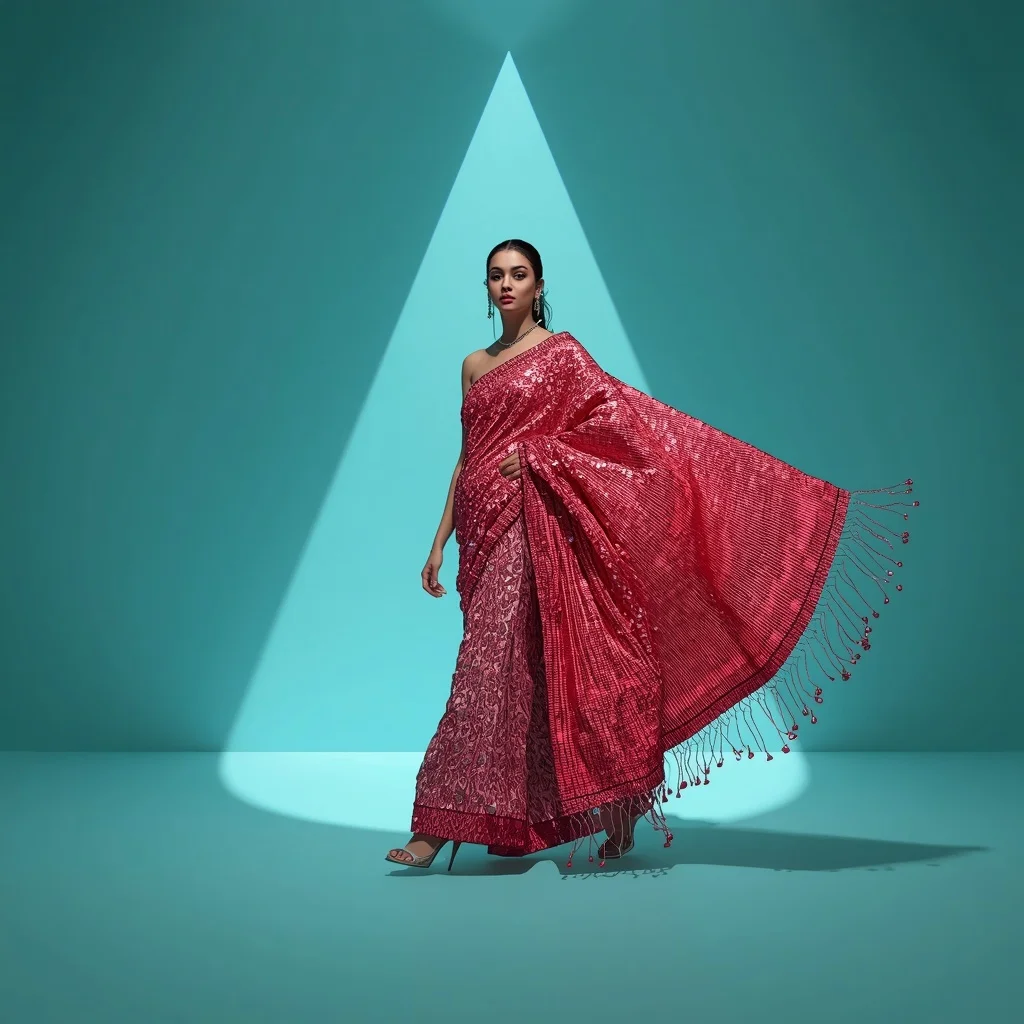 Trending 3D Molten Ruby and Fiber Optic Saree Poses | Saree Photoshoot Prompt Ultra Realistic