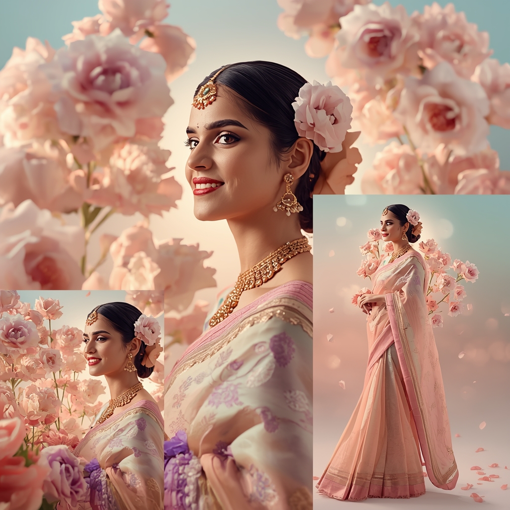 Viral Dreamy Pastel Saree Bloom Magic - | Image Prompt | Saree Prompt For Gemini