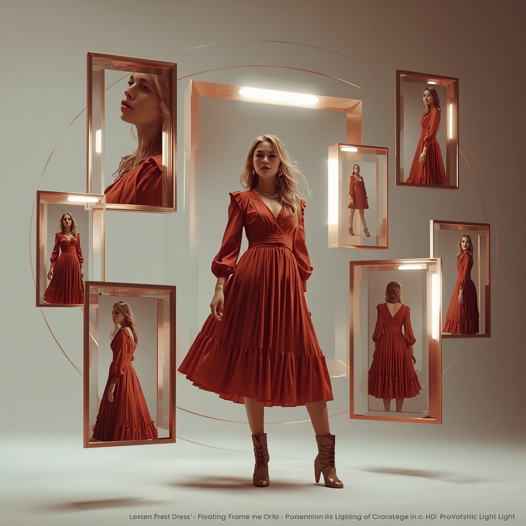 Western Dress Floating Frame Orbit Collage Premium Cinematic | Ai Prompt Generator Free