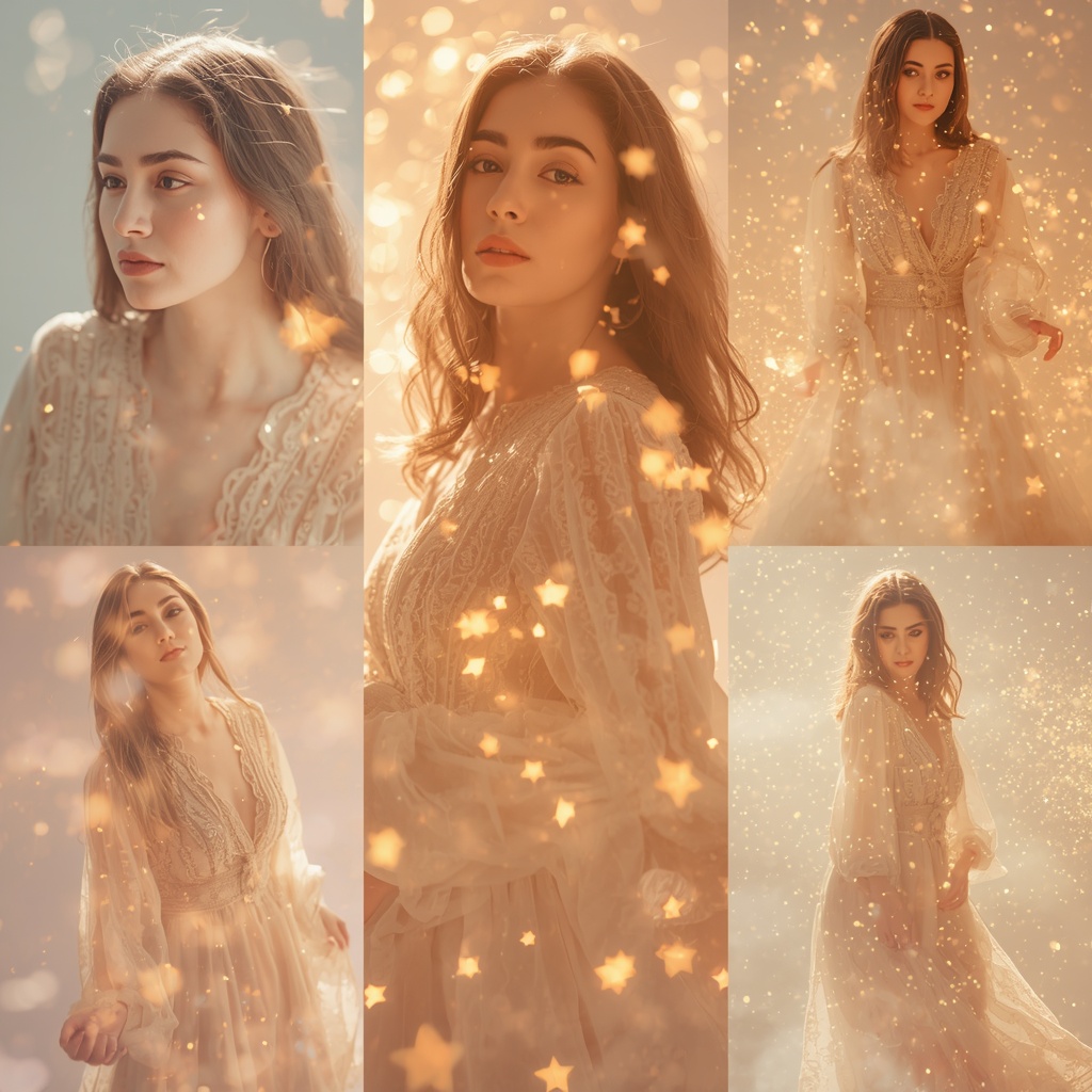 Western Dress Starfall Glow Collage Dream Cinematic | Style Ai Prompt