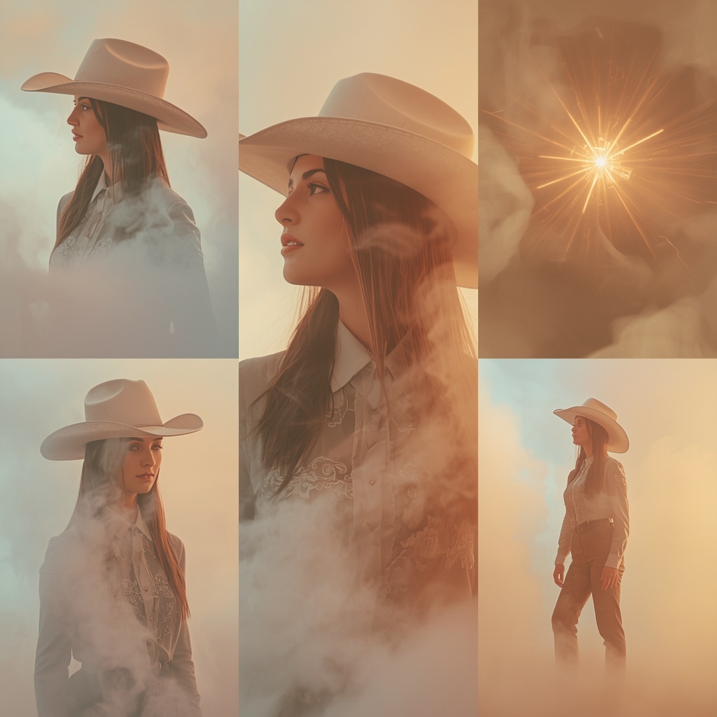 Western Outfit Smoke Light Blend Collage Dream Cinematic | Profile Picture Ai Prompt
